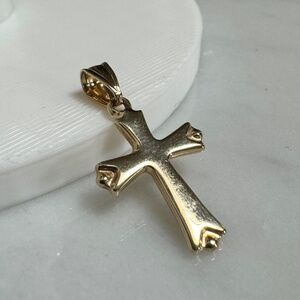 💰 SOLD 💰14K Yellow Gold Ball Ended Cross Pendant Two-Sided Cross Pendant